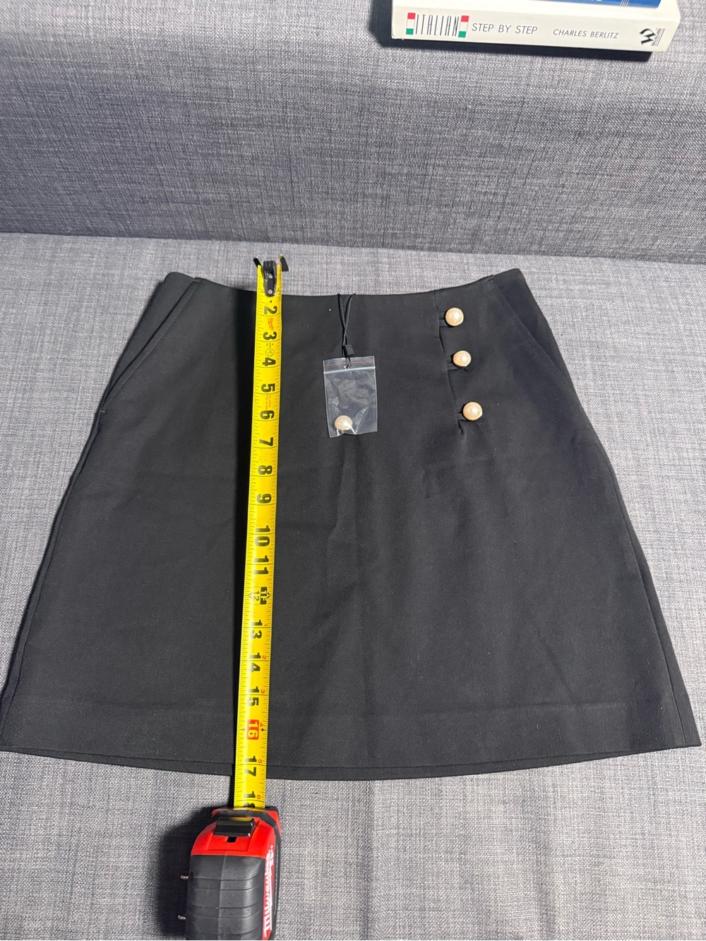 NWOT  EXPRESS Black Mini Skirt with Decorative Buttons